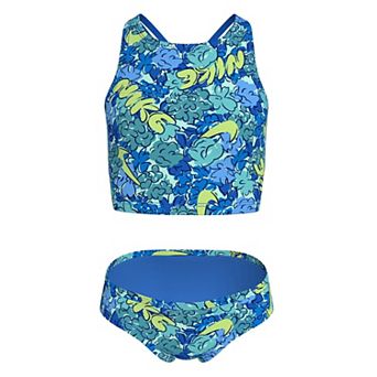 Girls 6-20 Nike 2 pc Doodle Floral Spiderback Midkini Swim Set