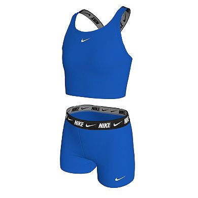 Girls 6-20 Nike Logo Tape 2-Piece Crossback Midkini & Shorts Swim Set