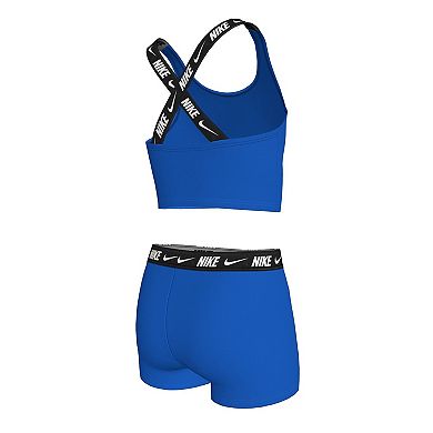 Girls 6-20 Nike Logo Tape 2-Piece Crossback Midkini & Shorts Swim Set