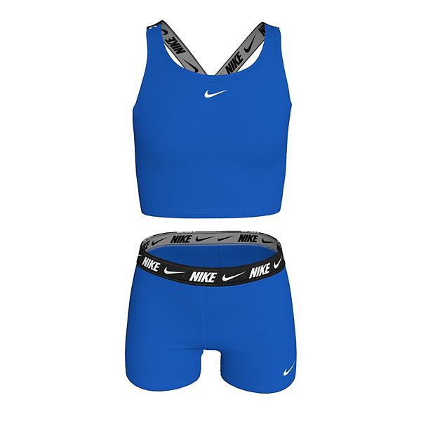 Girls 6-20 Nike Logo Tape 2-Piece Crossback Midkini & Shorts Swim Set
