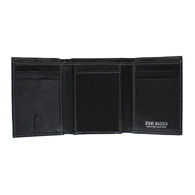 Steve Madden Men's Antiqued Leather Trifold Wallet