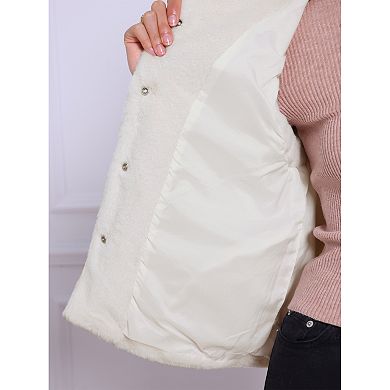 Faux Fur Vest for Women's Button Down Sleeveless Open Front Winter Vests Jacket