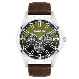 Madden Men's Faux Multi Dial Leather Strap Watch