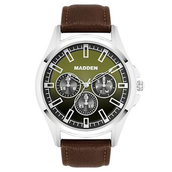 Madden Men's Faux Multi Dial Leather Strap Watch
