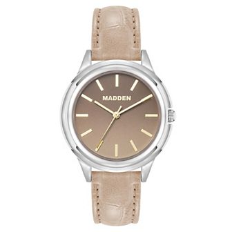Madden Women's Faux Leather Strap Watch with Sandblast Dial