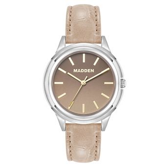 Madden Women's Faux Leather Strap Watch with Sandblast Dial