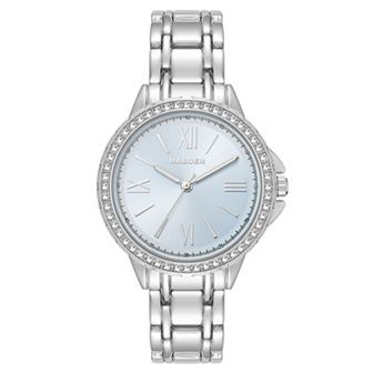 Madden Women's Crystal Framed Metal Bracelet Analog Watch