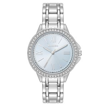 Madden Women's Crystal Framed Metal Bracelet Analog Watch