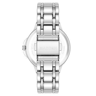 Madden Women's Crystal Framed Metal Bracelet Analog Watch