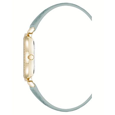 Madden Women's Crystal Accent Analog Faux Leather Strap Watch