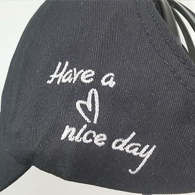 Women's Embroidered Baseball Cap Large Bun Half Hollow Top Soft Cotton Trucker Hat