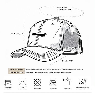 Women's Embroidered Baseball Cap Large Bun Half Hollow Top Soft Cotton Trucker Hat