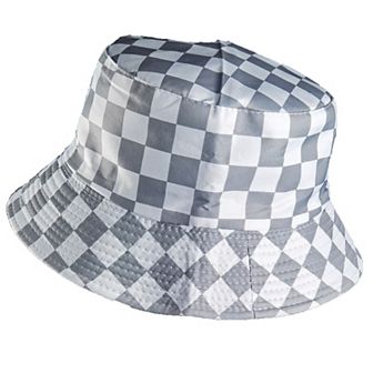 Women's Bucket Hats Reversible Checkered Pattern Fisherman Cap