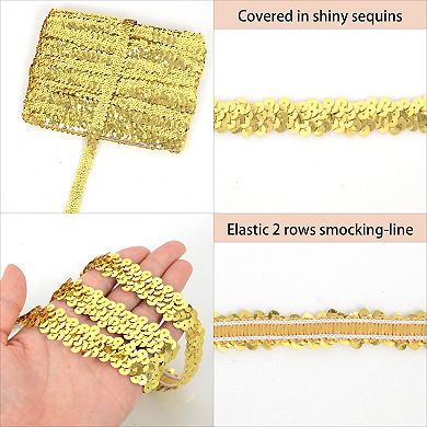 Elastic Sequin Trim, Flat Glitter Paillette Sequin Ribbon, Metallic Sequin Strips DIY Decorations