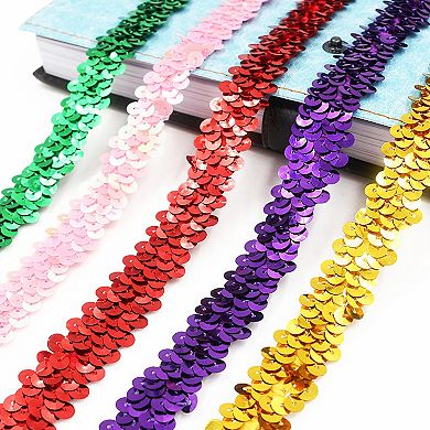 Elastic Sequin Trim, Flat Glitter Paillette Sequin Ribbon, Metallic Sequin Strips DIY Decorations