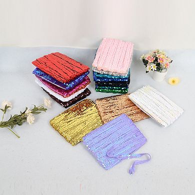 Elastic Sequin Trim, Flat Glitter Paillette Sequin Ribbon, Metallic Sequin Strips DIY Decorations