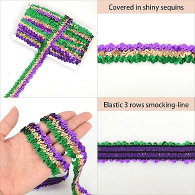 Elastic Flat Glitter Paillette Sequin Ribbon, Metallic Stretch Sequin Strips Sewing DIY Craft
