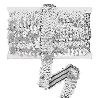 Elastic Flat Glitter Paillette Sequin Ribbon, Metallic Stretch Sequin Strips Sewing DIY Craft