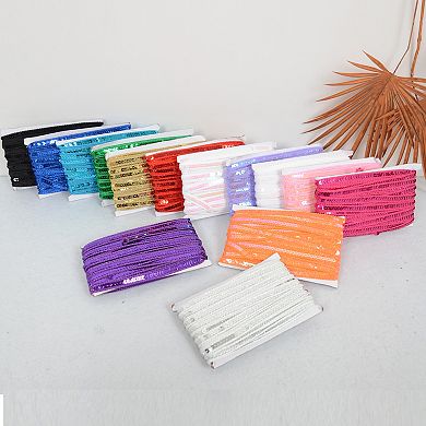 Sequin Trim, Flat Glitter Sequin Ribbon, Bling Fabric DIY Sewing Embellishment