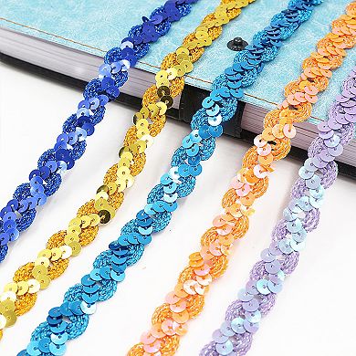 Sequin Braid Trim, Glitter Metallic Paillette Sequin Ribbon, DIY Sewing Embellishments