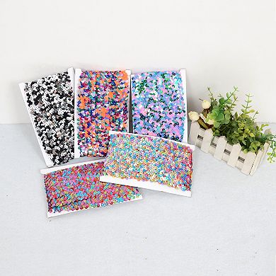 Elastic Sequin Trim Flat Glitter Paillette Ribbon, Metallic Stretch Strips Sewing DIY Craft