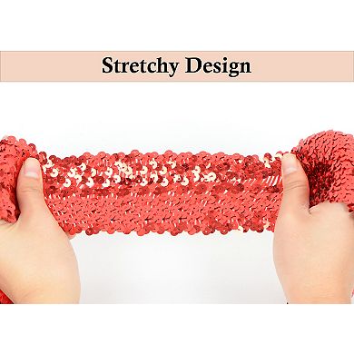 Elastic Sequin Trim Flat Glitter Bling Fabric Paillette Sequin Ribbon, Metallic Sewing DIY Project