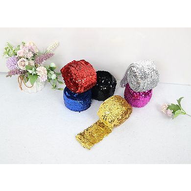 Elastic Sequin Trim Flat Glitter Bling Fabric Paillette Sequin Ribbon, Metallic Sewing DIY Project