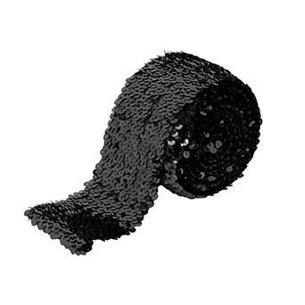 Elastic Sequin Trim Flat Glitter Bling Fabric Paillette Sequin Ribbon, Metallic Sewing DIY Project