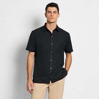 Men's Van Heusen Weekend Texture Camp Solid Short Sleeve Shirt