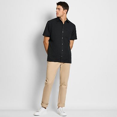 Men's Van Heusen Weekend Texture Camp Solid Short Sleeve Shirt