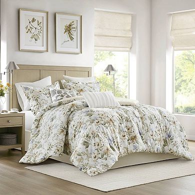 Harbor House Herbal 6 pc Cotton Sateen Oversized Print Comforter Set