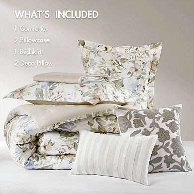 Harbor House Herbal 6 pc Cotton Sateen Oversized Print Comforter Set