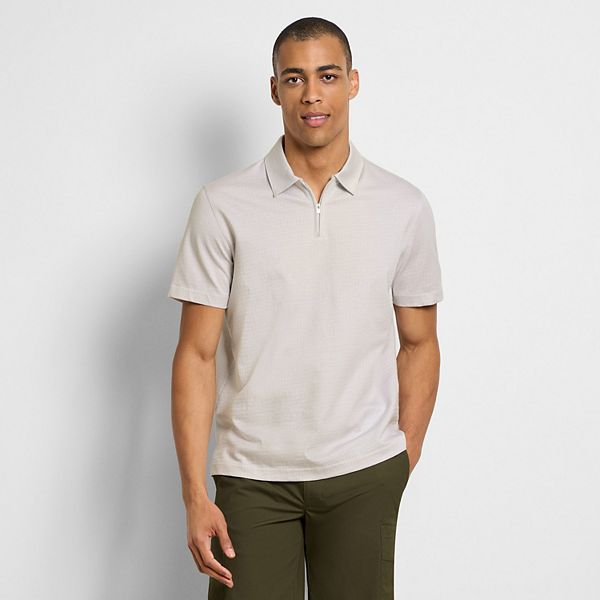 メンズウェア POLO EMBOSS Men's Van Heusen Essential Tonal Jacquard Zip Polo