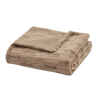 Home Soft Things Leaf Pattern Faux Fur Throw Blanket