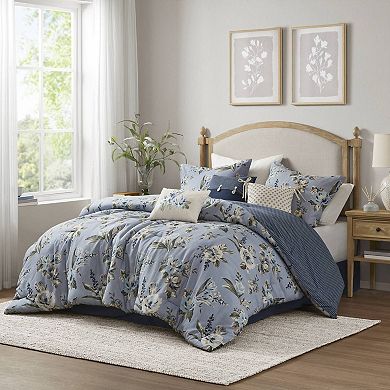 Madison Park Isadora Floral 7 pc Comforter Set with Throw Pillows
