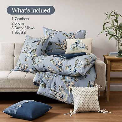 Madison Park Isadora Floral 7 pc Comforter Set with Throw Pillows