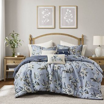 Madison Park Isadora Floral 7 pc Comforter Set with Throw Pillows