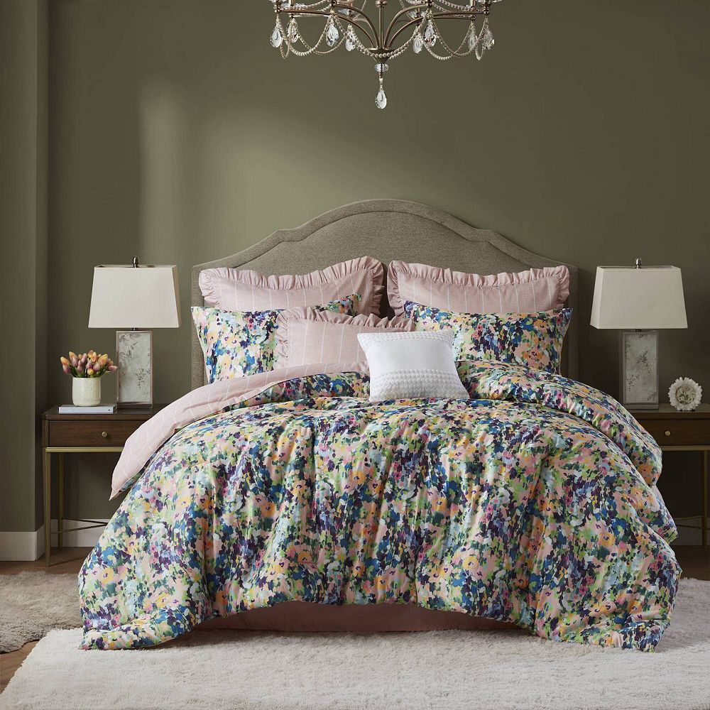 Madison Park Amira 8 pc Cotton Sateen Comforter Set with Throw Pillows