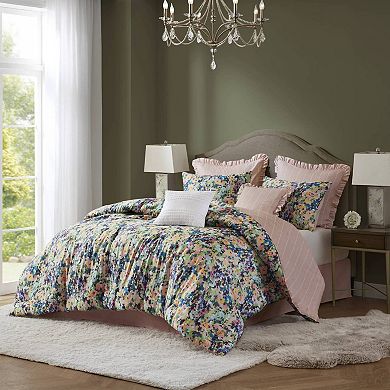 Madison Park Amira 8 pc Cotton Sateen Comforter Set with Throw Pillows