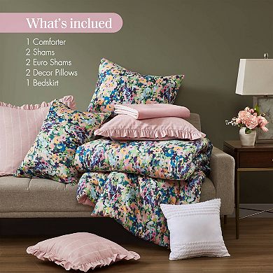 Madison Park Amira 8 pc Cotton Sateen Comforter Set with Throw Pillows