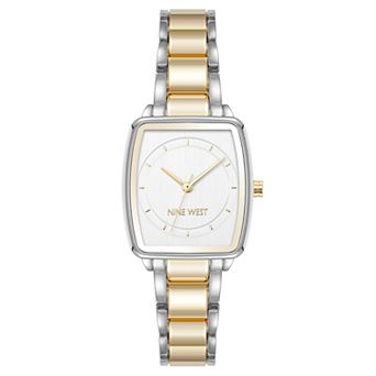 Nine West Women's Two-Tone Bracelet Watch Rectangle Case