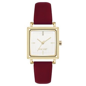 Nine West Women's Square Case Leather Strap Watch