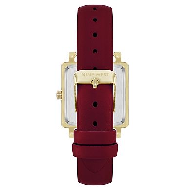Nine West Women's Square Case Leather Strap Watch