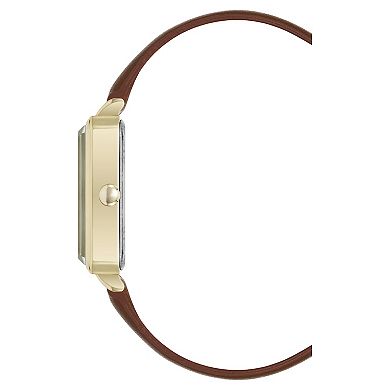Nine West Women's Rectangle Case Faux Leather Strap Watch