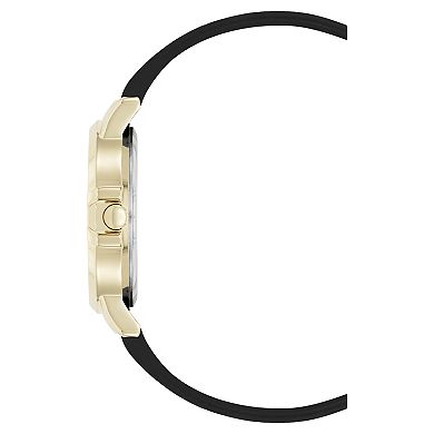 Nine West Women's Round Dial Black Faux Leather Strap Watch