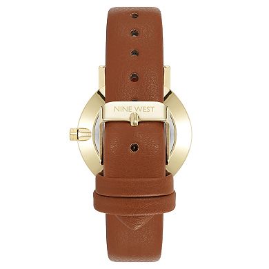 Nine West Women's Round Dial Faux Leather Strap Watch