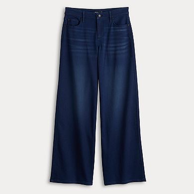 Women's Simply Vera Vera Wang Mid-Rise Wide-Leg Knit Denim Jeans