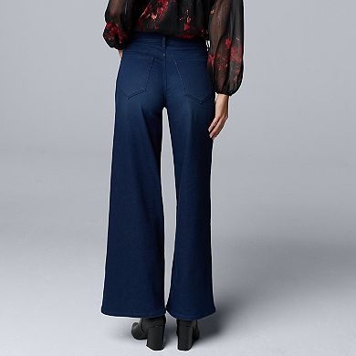 Women's Simply Vera Vera Wang Mid-Rise Wide-Leg Knit Denim Jeans