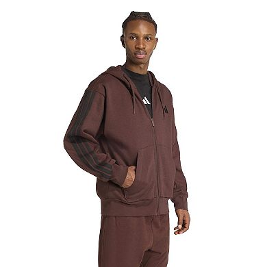 Men's adidas Essentials 3-Stripes Fleece Zip-Up Graphic Hoodie