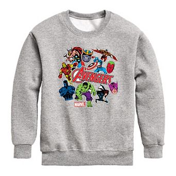 Boys 8-20 Marvel The Avengers Stickers Crew Fleece Sweatshirt